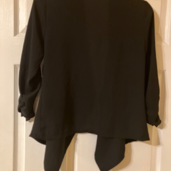 rayon handkerchief hem jacket cardigan black women’s size small open front - Picture 4 of 4